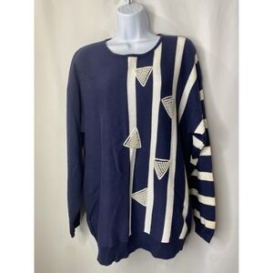 Vintage Cervelle Women's Size Large America Coastal Nautical Navy Sailor Pearls